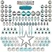 ITART 122ct Christmas Tree Ornaments Decorations Assortment Including Tree Topper Balls Snowflakes Stars Pine Cones Miniature Gift Boxes Tinsel and Beads Garlands Finial (Silver and Blue)