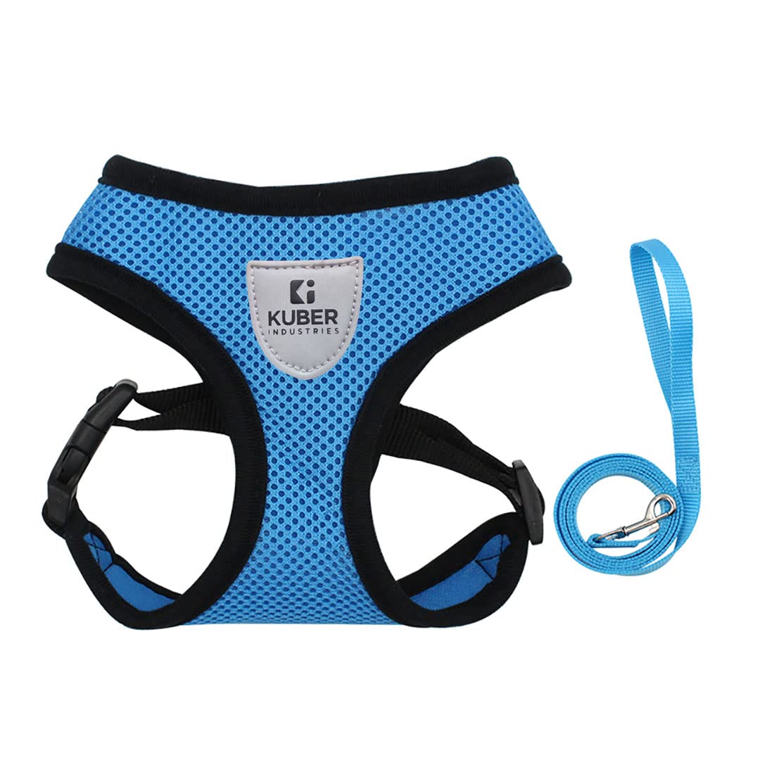 Kuber Industries Small Dog/Cat Chest Harness with Nylon Leash I No Pull, Soft Padded and Breathable Pet Vest I Adjustable, Reflective I Easy Control Pet Chest Belt I (XX-Small,Blue) (B0BLSV93N4) Amazon Price History, Amazon Price Tracker