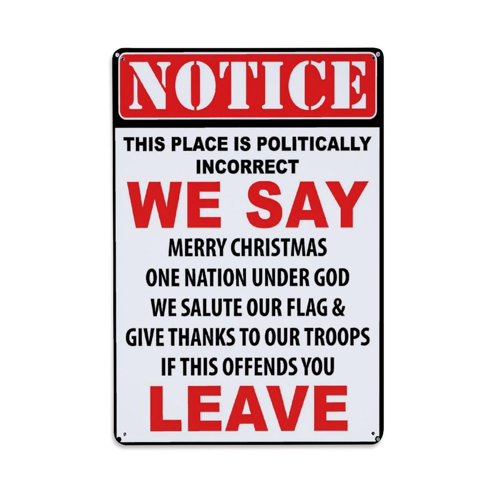Enderetf Vintage Notice Politically Incorrect Christmas Sign Tin Sign Metal Poster, Home Bar Garage Man Cave Cafe Indoor & Outdoor Wall Decoration 8X12inches