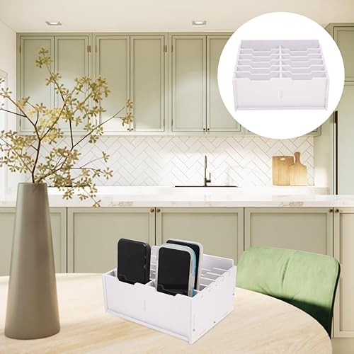 Miniatura 2 de Angoily Soporte para teléfono celular de 12 rejillas para aula, caja de almacenamiento para teléfono celular, calculadora de madera, soporte para