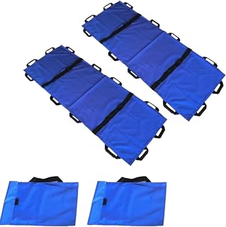 2 Packs Portable Transport Stretcher with 12 Rubber Handles & Carrying Bag 70.87 * 27.56 Inch Foldable Stretcher for Emergency Lightweight Patient and Animals Transport Stretcher for Rescue First Aid
