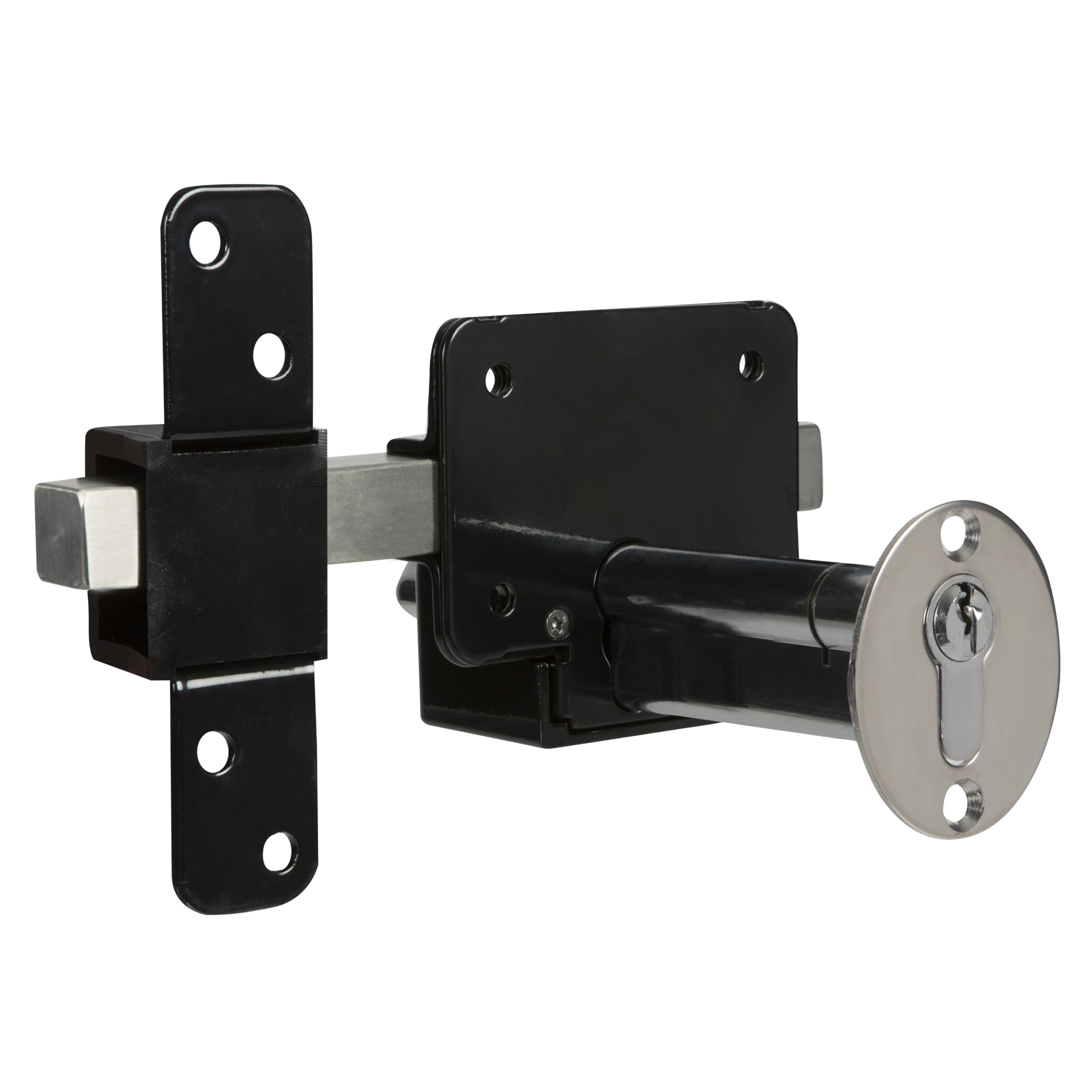 Gatemate 1490156 gleichschliessend Euro Long Throw Lock mit Daumen drehen P11, schwarz/Edelstahl, 70 mm