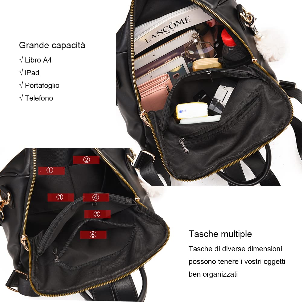 zhongningyifeng Zaino da donna Borsa a tracolla carina da viaggio casual impermeabile in pelle PU per ragazze