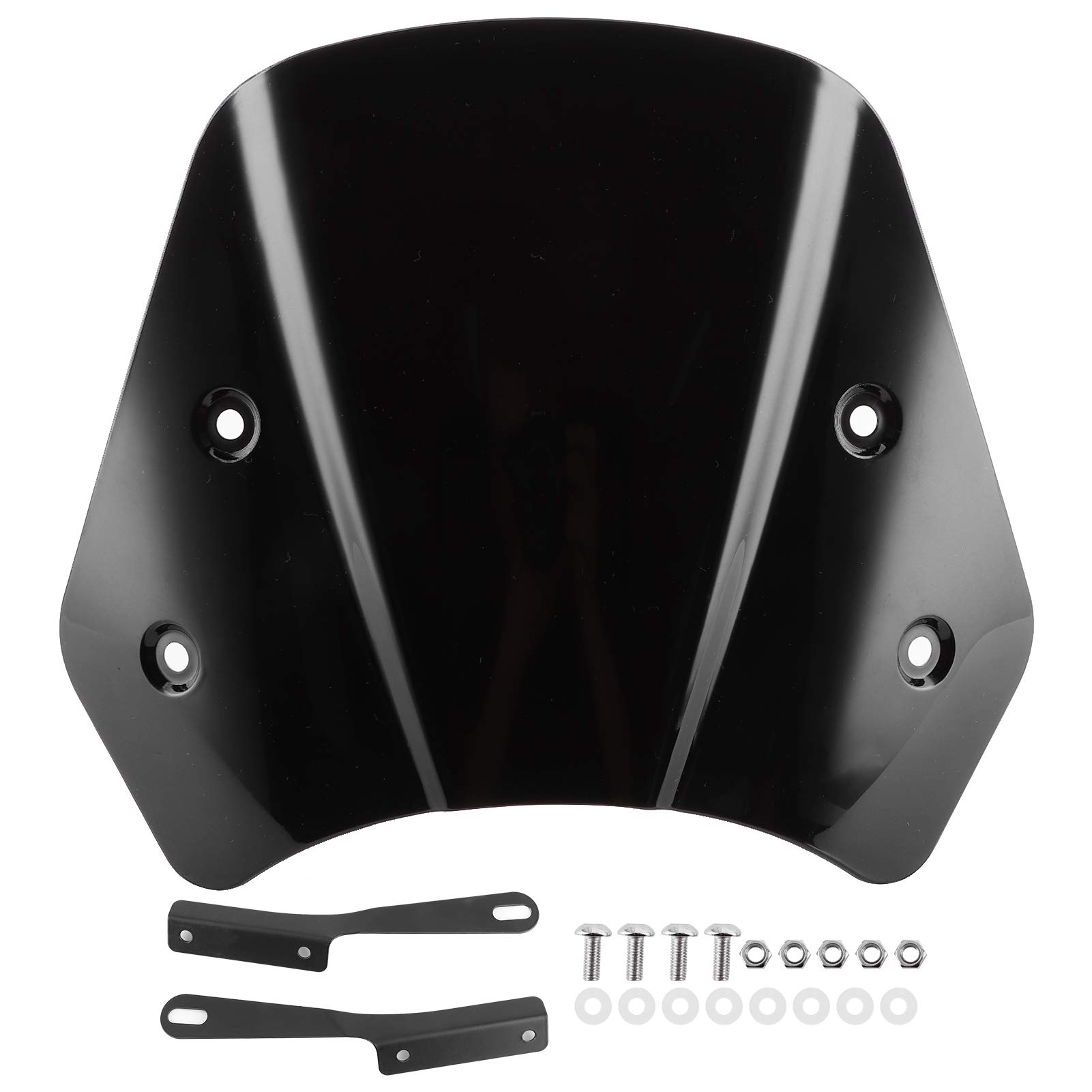 Windschutzscheiben für Motorräder, Universal Motorcycle Windschutzscheibe Windabweiser mit Montagehalterung für 5-7 Zoll(schwarz)