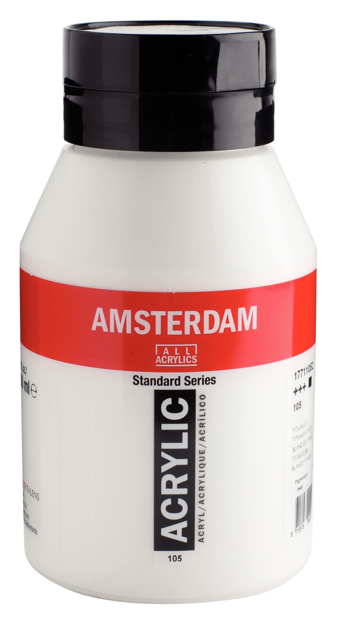 Standard Series Acrylic Paint Titanium white 105, 1000 ml Tube, Semi-Transparent, High Lightfastness, Medium Viscosity, Satin Finish, Durable, Versatile for Various Surfaces