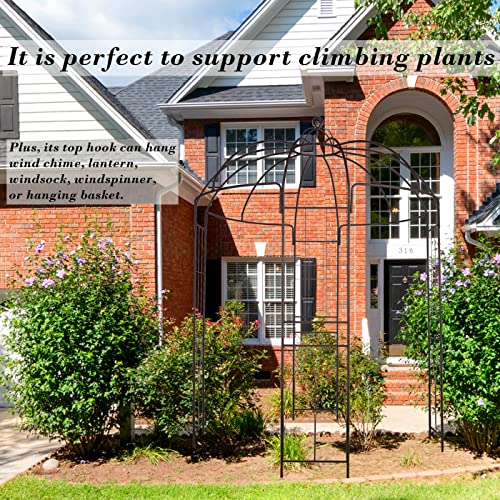 Housingod Metal Gazebo Pergola Pavilion Arbor Arch Trellis French Style With Hook 9' Highx 6'6" Wide For Various Climbing Plants Support Outdoor Garden Decoration, Dark Rust #TOP2