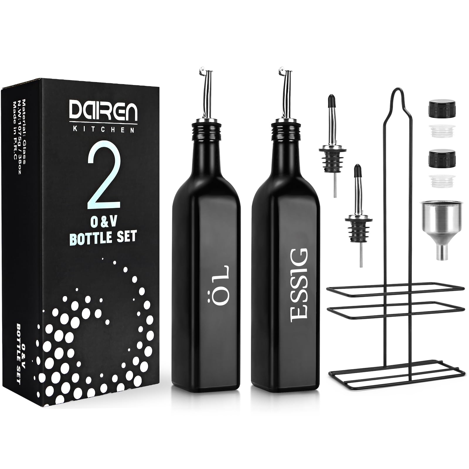 Set olio-aceto in vetro con supporto in metallo (Gebraucht) in Melano