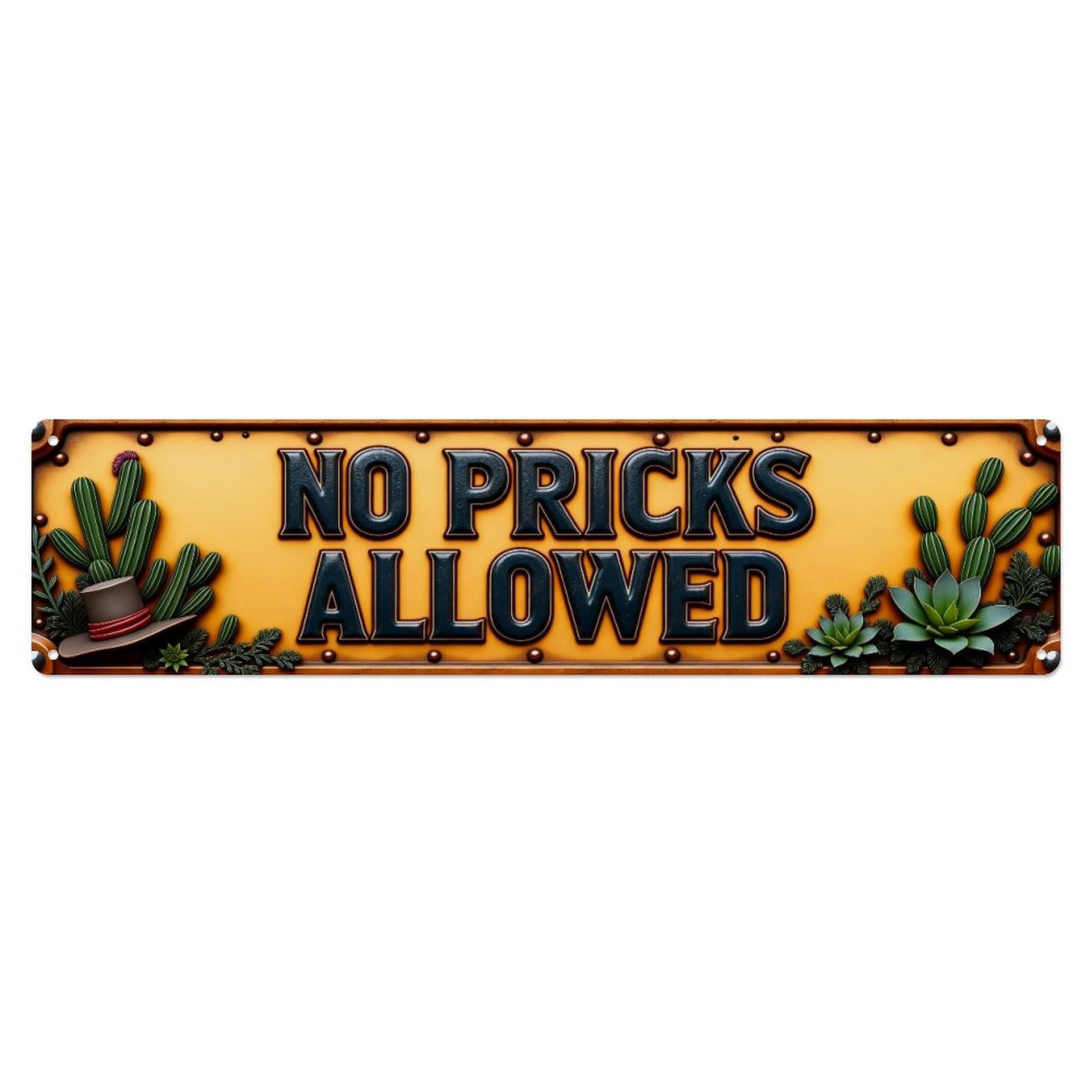 Cactus Hat Sign Pattern Metal Tin Sign Plaque