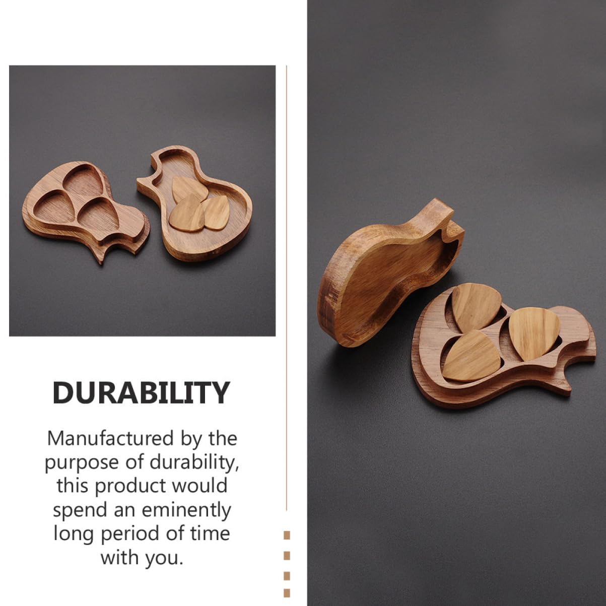 2sets Plettri Legno Di Olivo Con Scatola Forma Di Chitarra Accessori Per Musicisti e Amanti Della Musica
