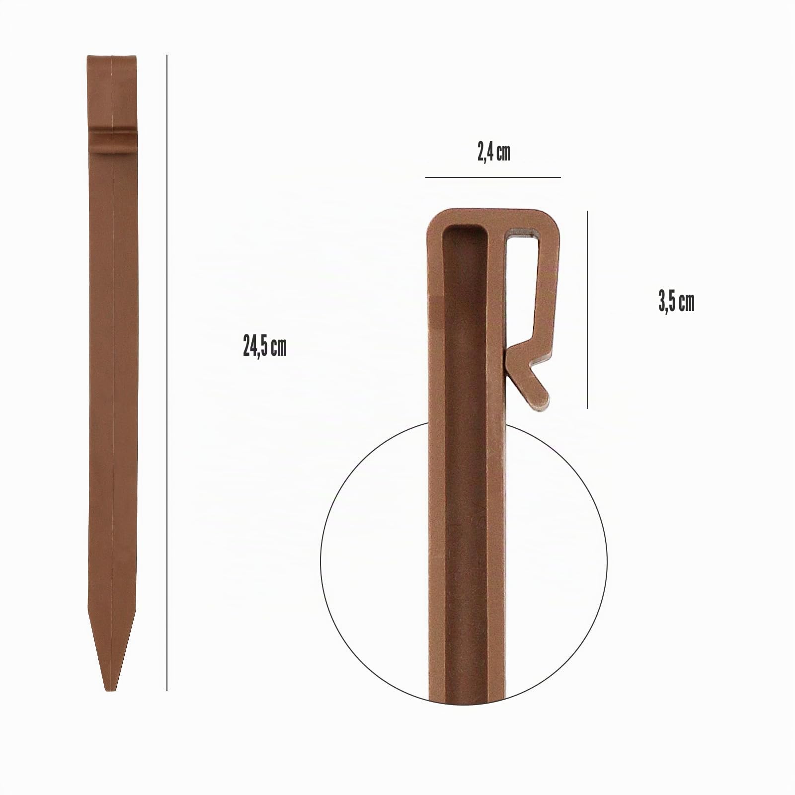 Lot de 30 piquets d'ancrage en Plastique Robuste de 24,6 cm pour Bordure de Paysage, piquets d'ancrage pour Bordure, terrasse, Planche, tentes de Jardin (Marron, 30)