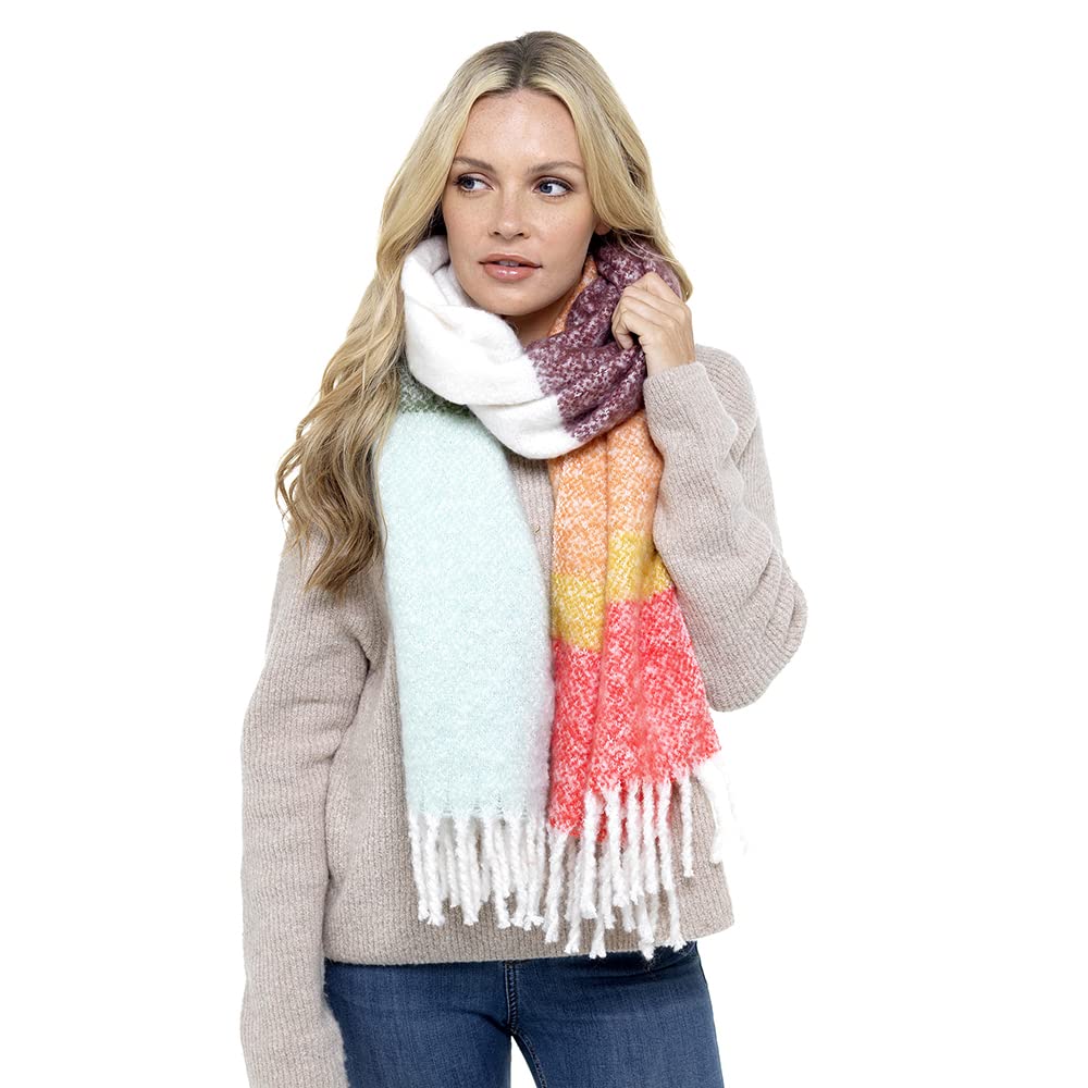 Undercover Ladies Orange Stripe Brushed Blanket Scarf with Tassles GL863
