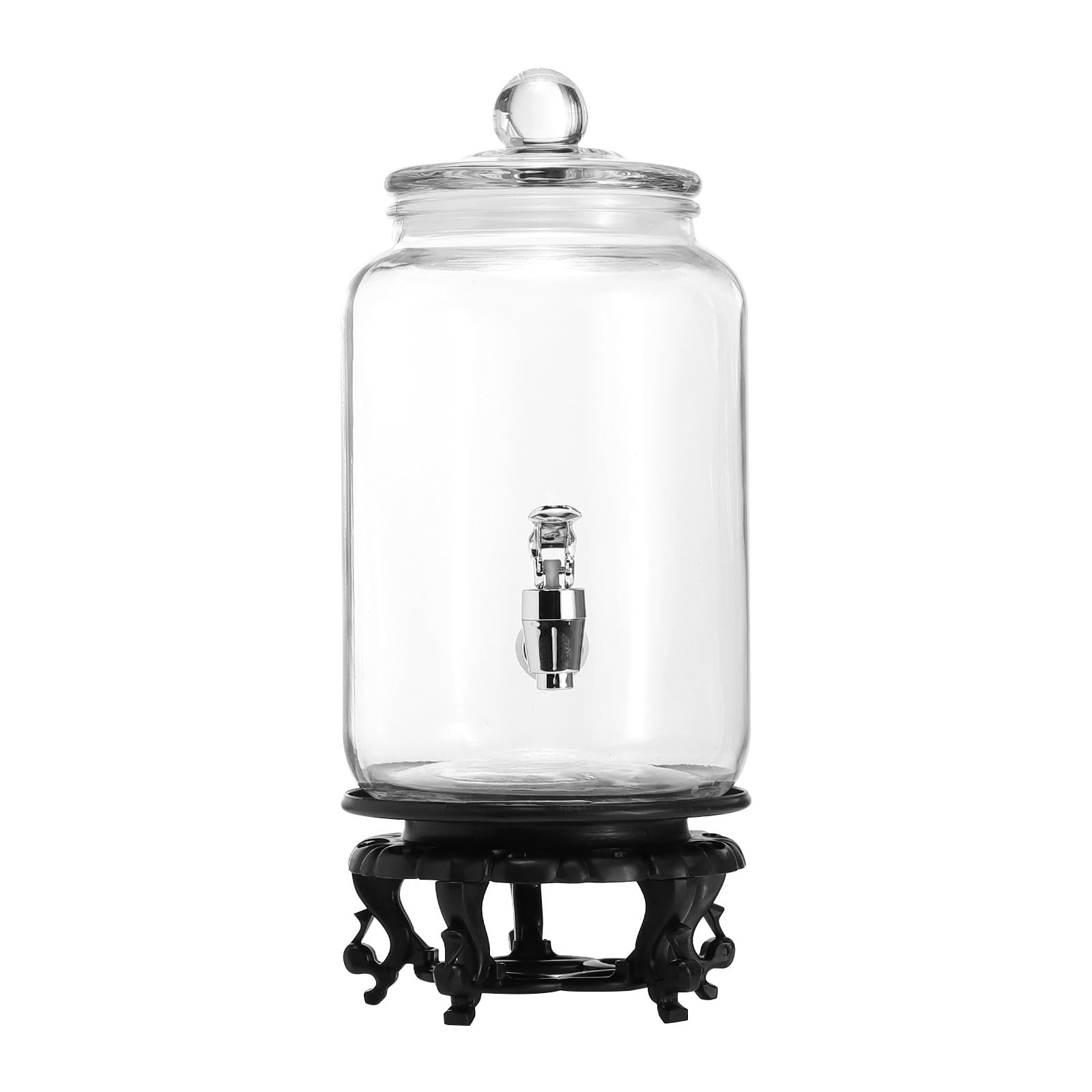 Glass Wine Soaking Jar with Faucet and Abs Base, 5-jin Glass Drink Dispenser Suitable for Home Brewing and Beverage Serving