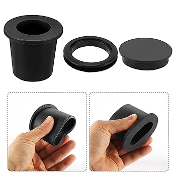 HQLESHUI 3 Pieces Patio Table Umbrella Hole Ring Umbrella Cone Wedge Plug Umbrella Stabilizer Sleeve For 2 To 2 6 Inch Patio Table Hole And 1 5 Inch Or Umbrella Pole Adapter Black