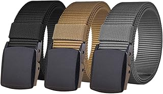 WYuZe3 Pack Nylon Belts for Men, Metal-free Lightweight Military Belt Web 1.5" Adjustable for Jeans Casual Pants