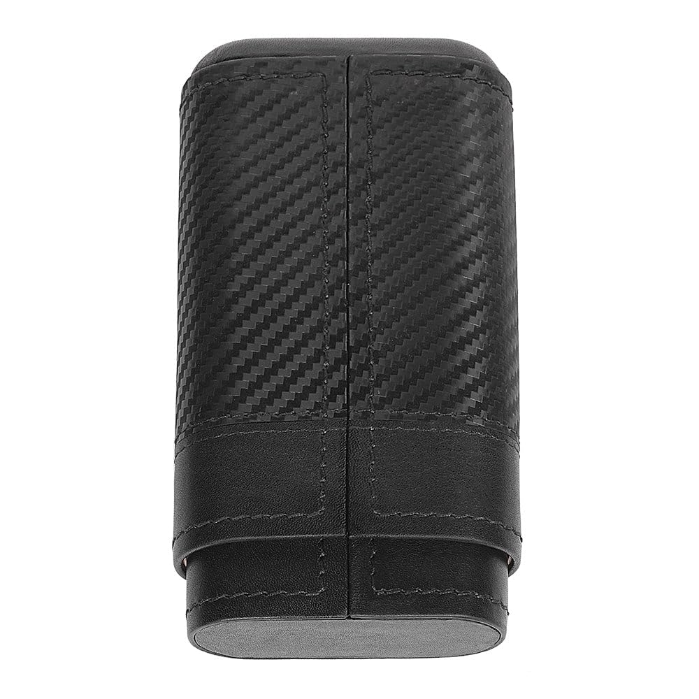 Portasigari Zippo in Vera Pelle Effetto Fibra di Carbonio Nero per 3 Sigari con Interno Rivestito - 2007999