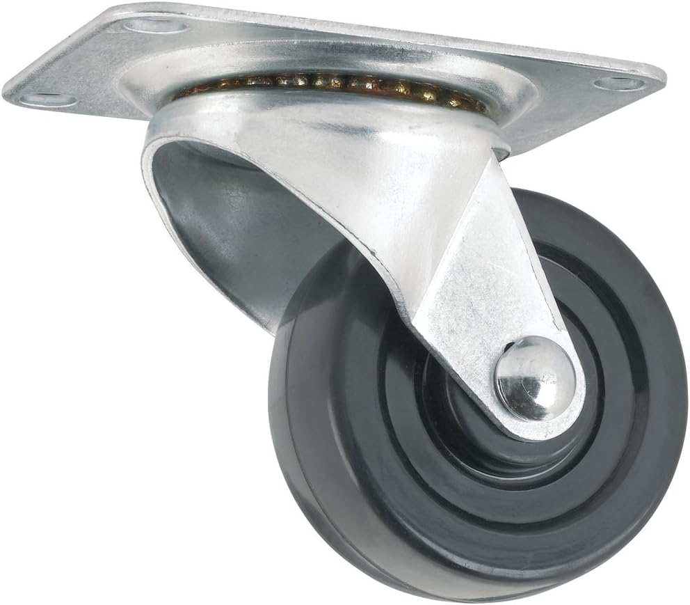 Titan Casters by Waxman 4323399N Heavy Duty Rubber Caster Wheel With Swiveling Top Plate-175 Lb. Load Capacity, 2-1/2", Chrome