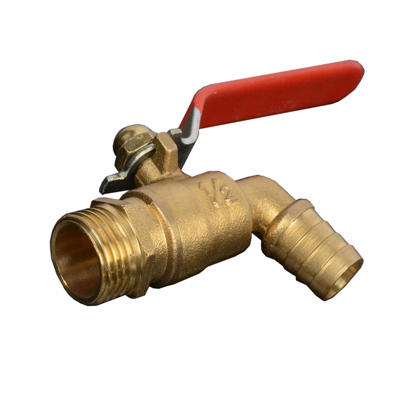 Válvula de grifo de latón de 1/2" para agua caliente con codo y mango para caldera