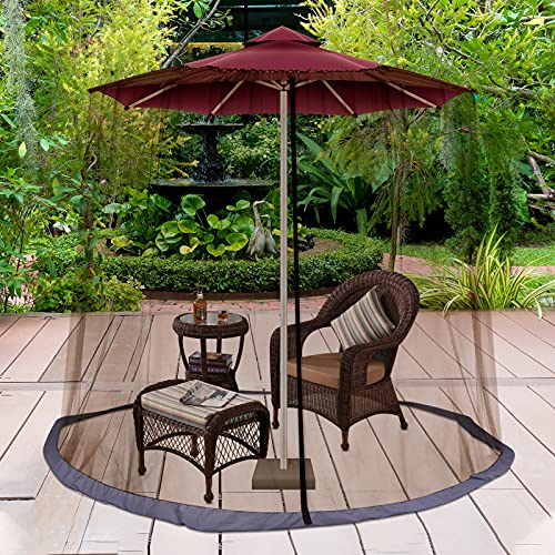 FEPITO 6-9.8ft Patio Umbrella Netting, Polyester Mesh Net Screen with Zipper Door and Adjustable Rope, Universal Umbrella Net Cantilever Offset Hanging Market Umbrellas(Not Include Umbrella)