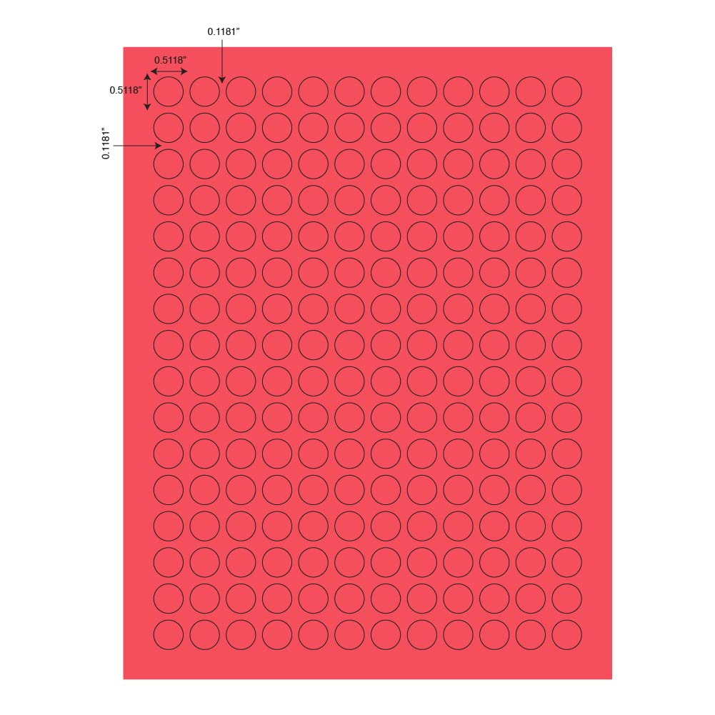 Globe Scientific LCS-D13R Cryogenic Dots Label Sheet for 1.5-2mL Tube, 13mm Diameter, Red, Pack of 3840