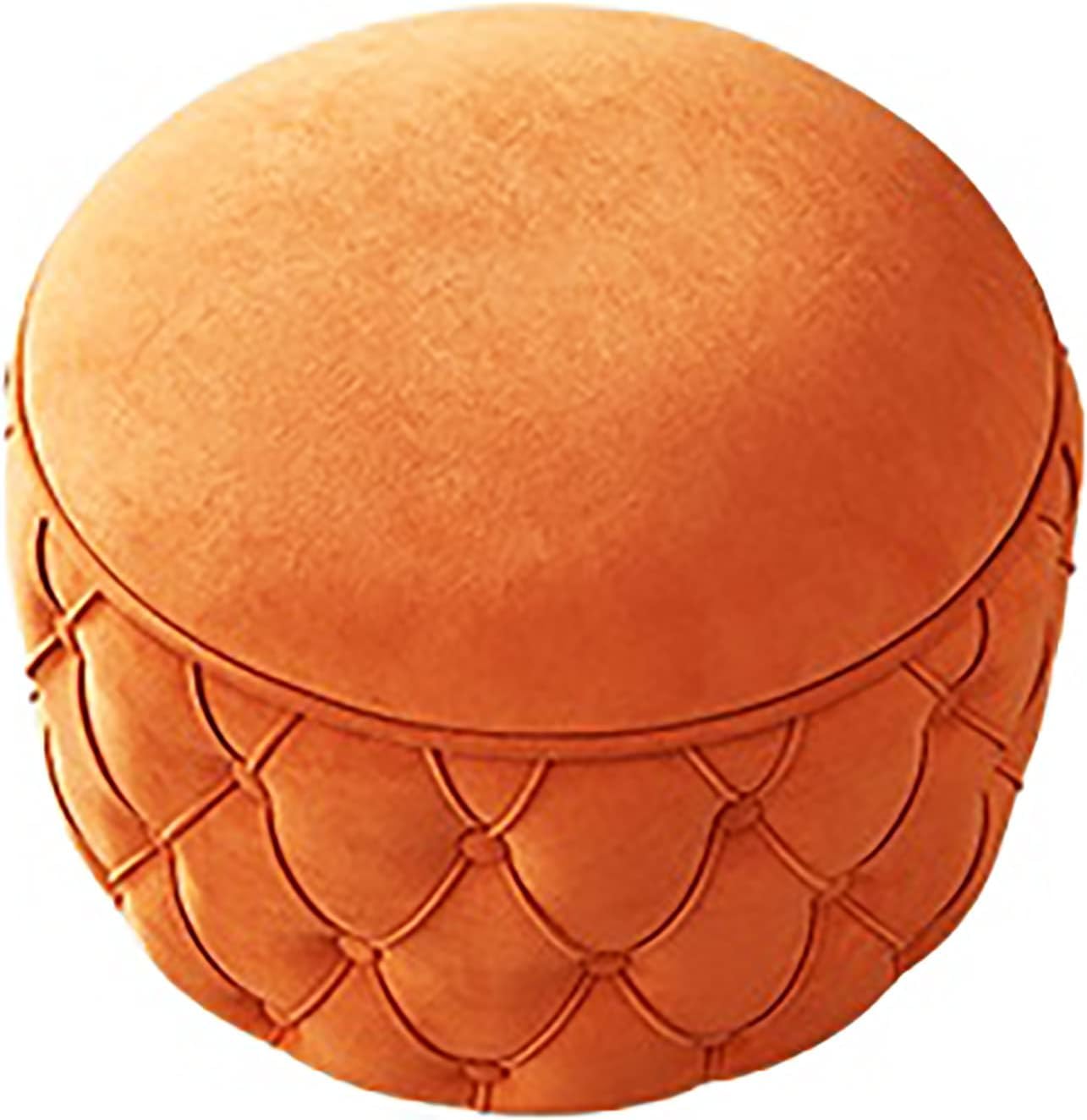 Tabouret de pied haut de gamme en velours orange, pouf de rangement moderne