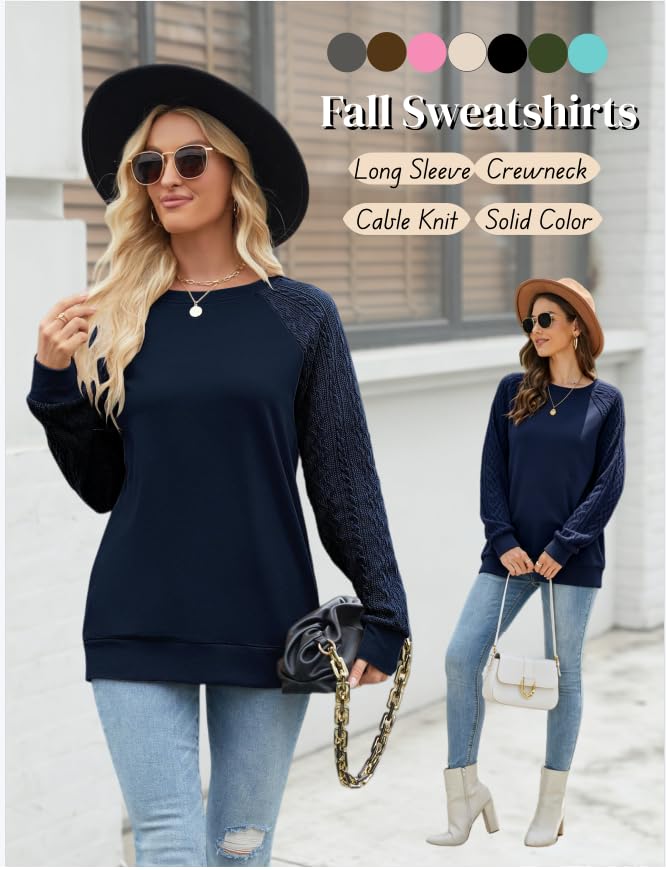 Image of Bluetime Women's Long Sleeve Sweatshirts Fall Crewneck Tunic Tops Casual