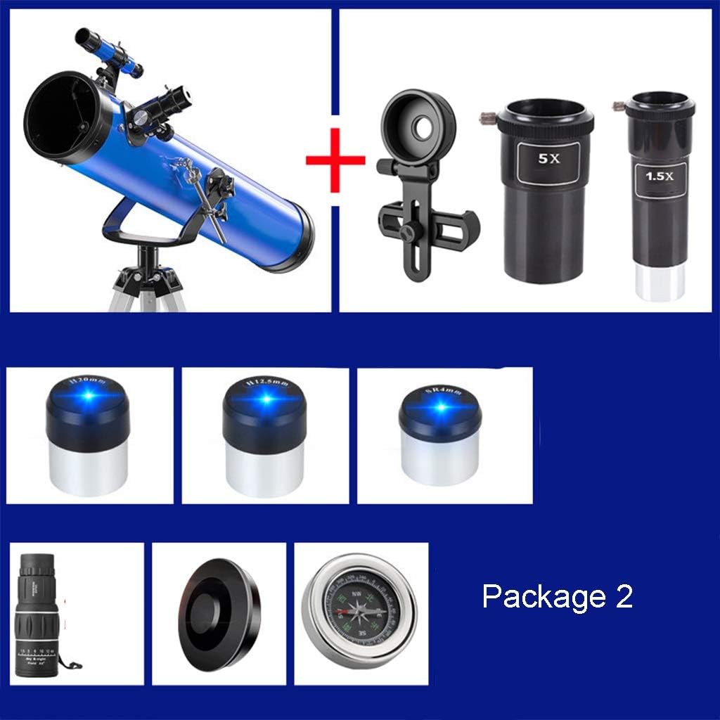 Beginner Astronomy Telescope for Kids & Adults with Adjustable Tripod,114mm Large Diameter,Portable Travel Astronomy Telescope Gifts for Adult Students and Children (Color : Package 2)