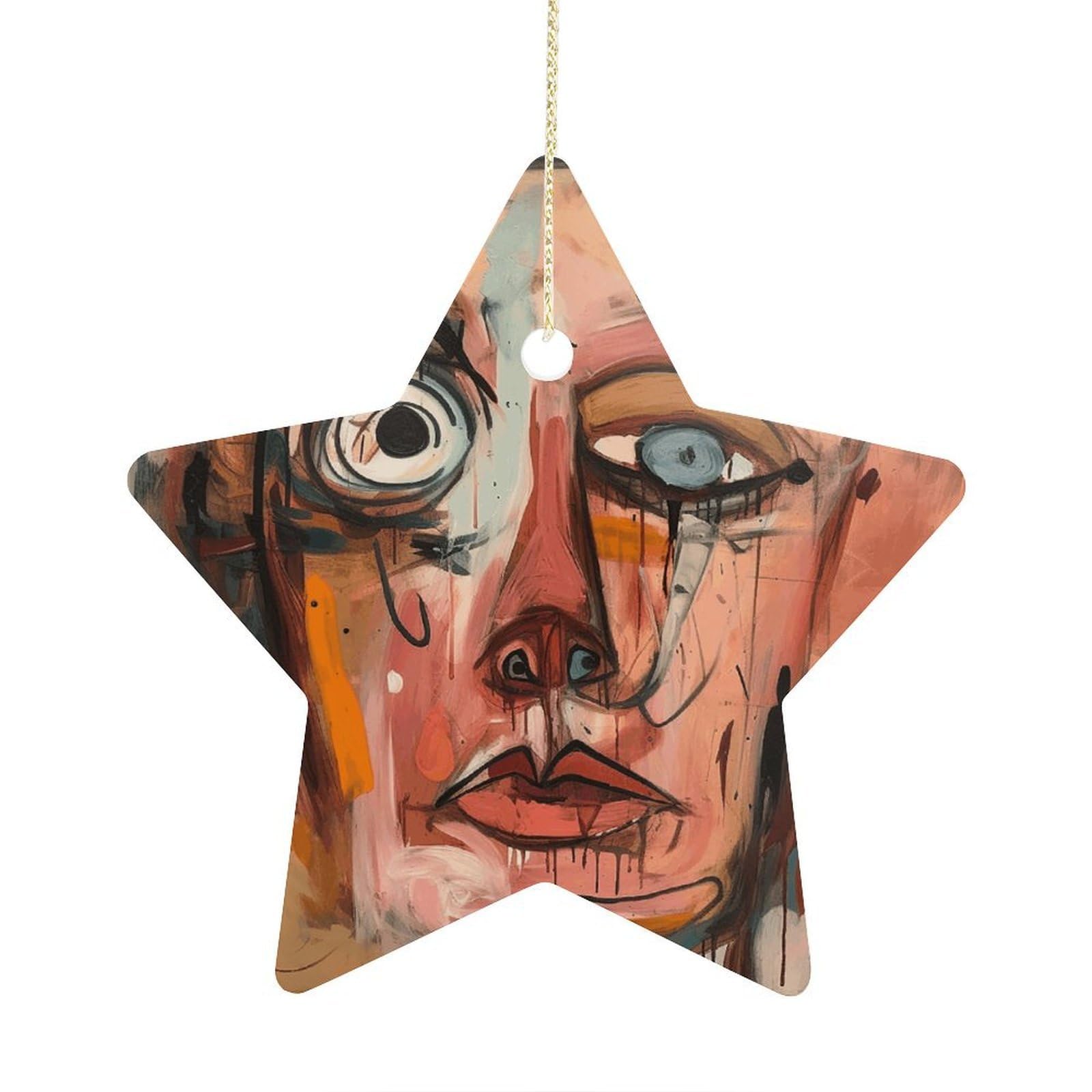 Fodpand Women's Style Face With Eyes Ornament With String, Keepsake Hanging Decorations,Ceramic Ornaments For Men Indoor Home Holiday Party Gifts