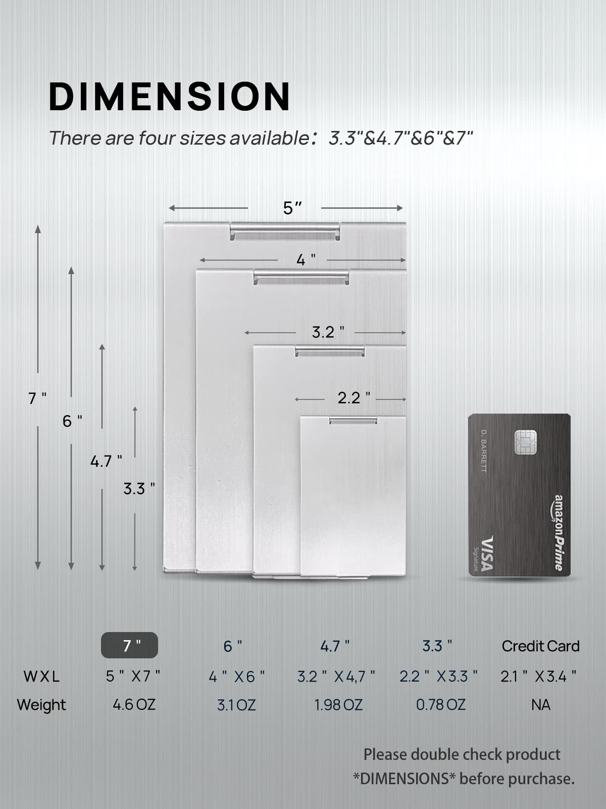 MIRRORNOVA Espejo plegable portátil, ultra delgado y duradero, espejo de mesa de maquillaje para viajes con carcasa de aluminio, tamaño grande de 7 pulgadas