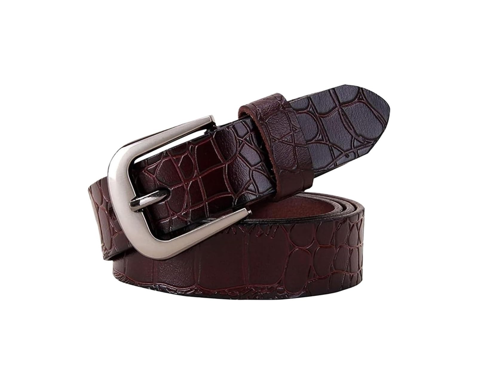 dfEDRd Ladies Waist Belt, 90-115cm Genuine Leather Women Belts Pin Buckle Second Layer Cowhide Crocodile Pattern Woman Waistband(Coffee,100)