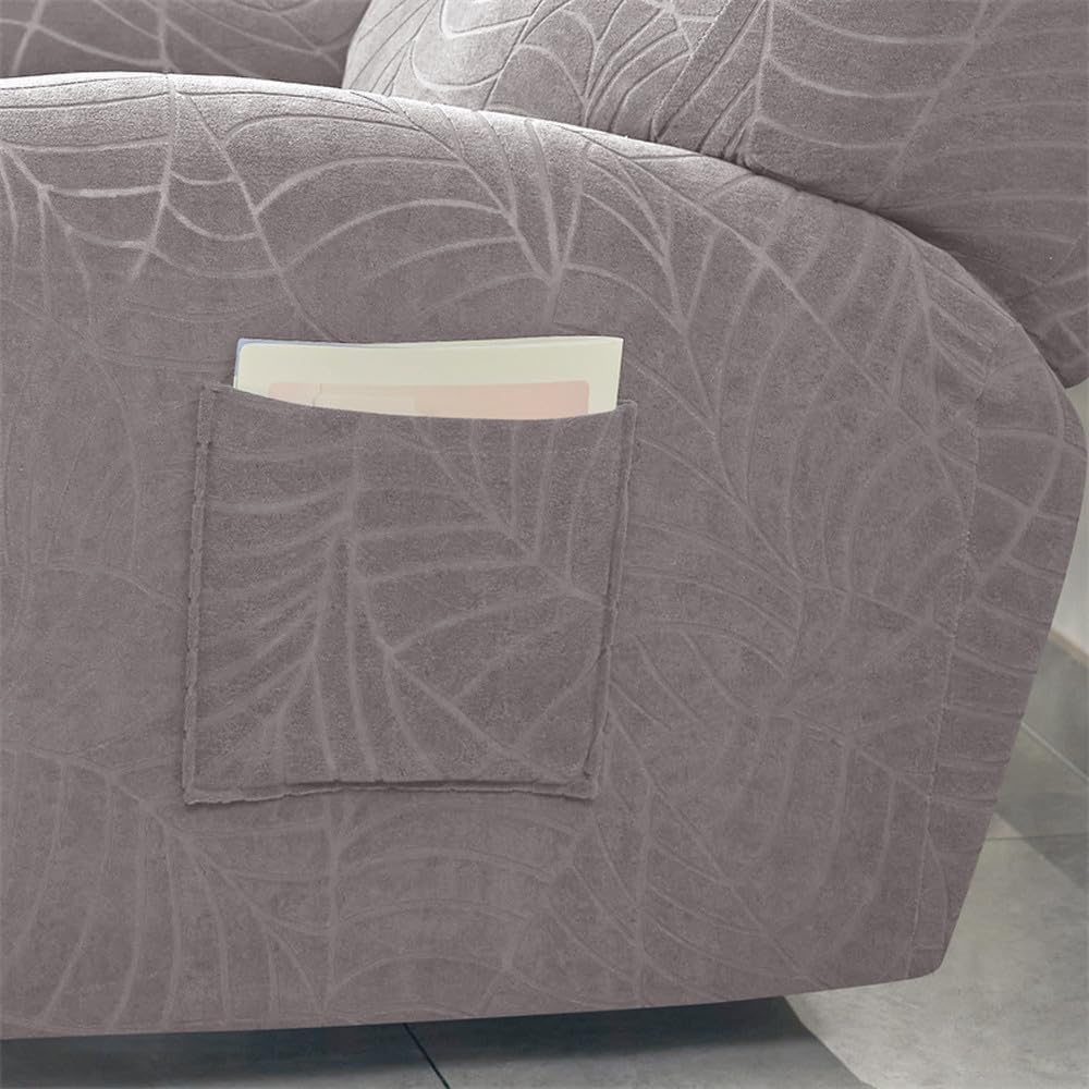 3 Seater Anti-Dirty Recliner Sofa Cover Leaves Jacquard Armchair Covers Elastic Non-Slip Split Couch Slipcover for Home,A2,3 Seater Sofa Cover