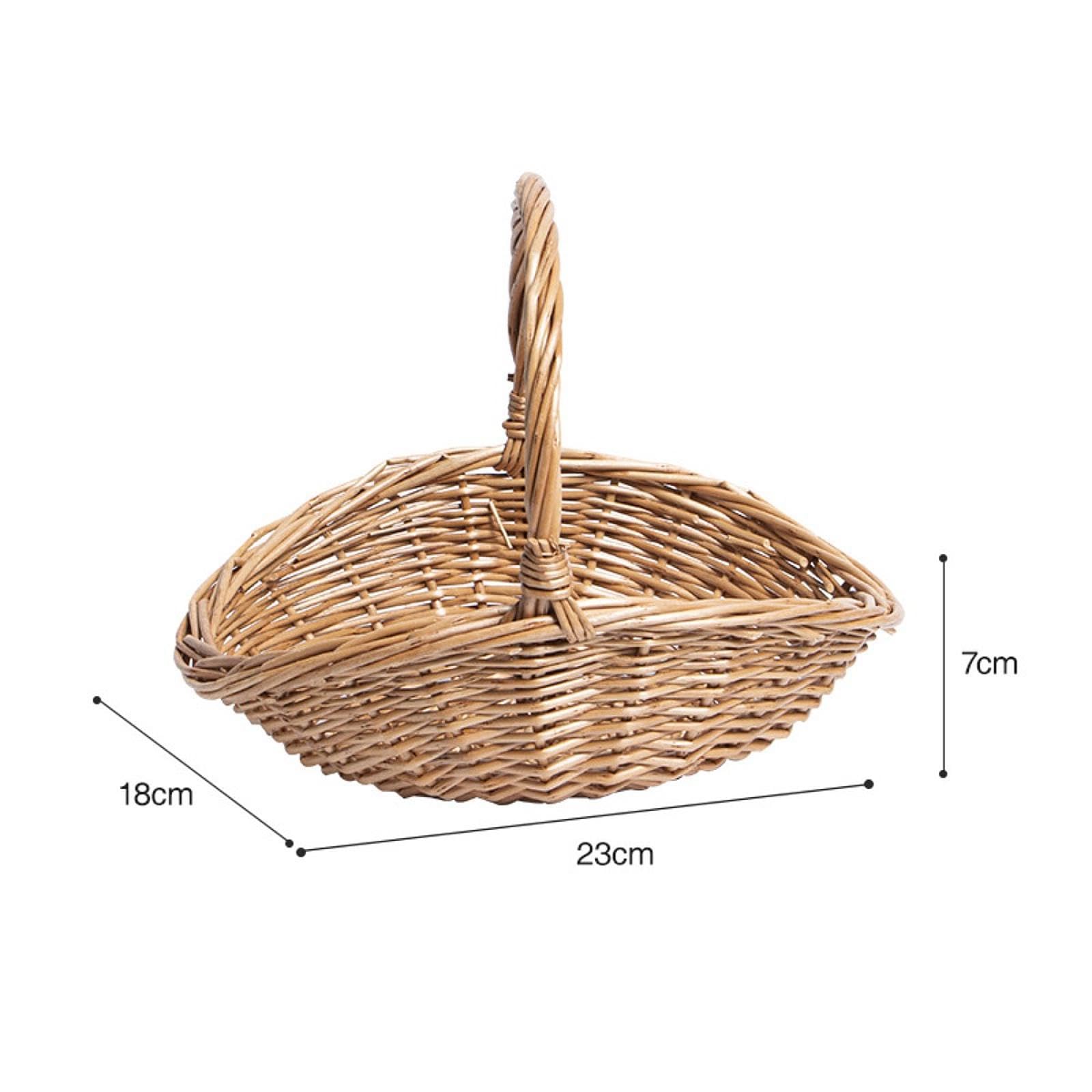 Qianly Rattan Woven Basket with Handle Open Storage Basket Tabletop Fruit Basket Serving Basket for Snacks Living Room Toys Wedding