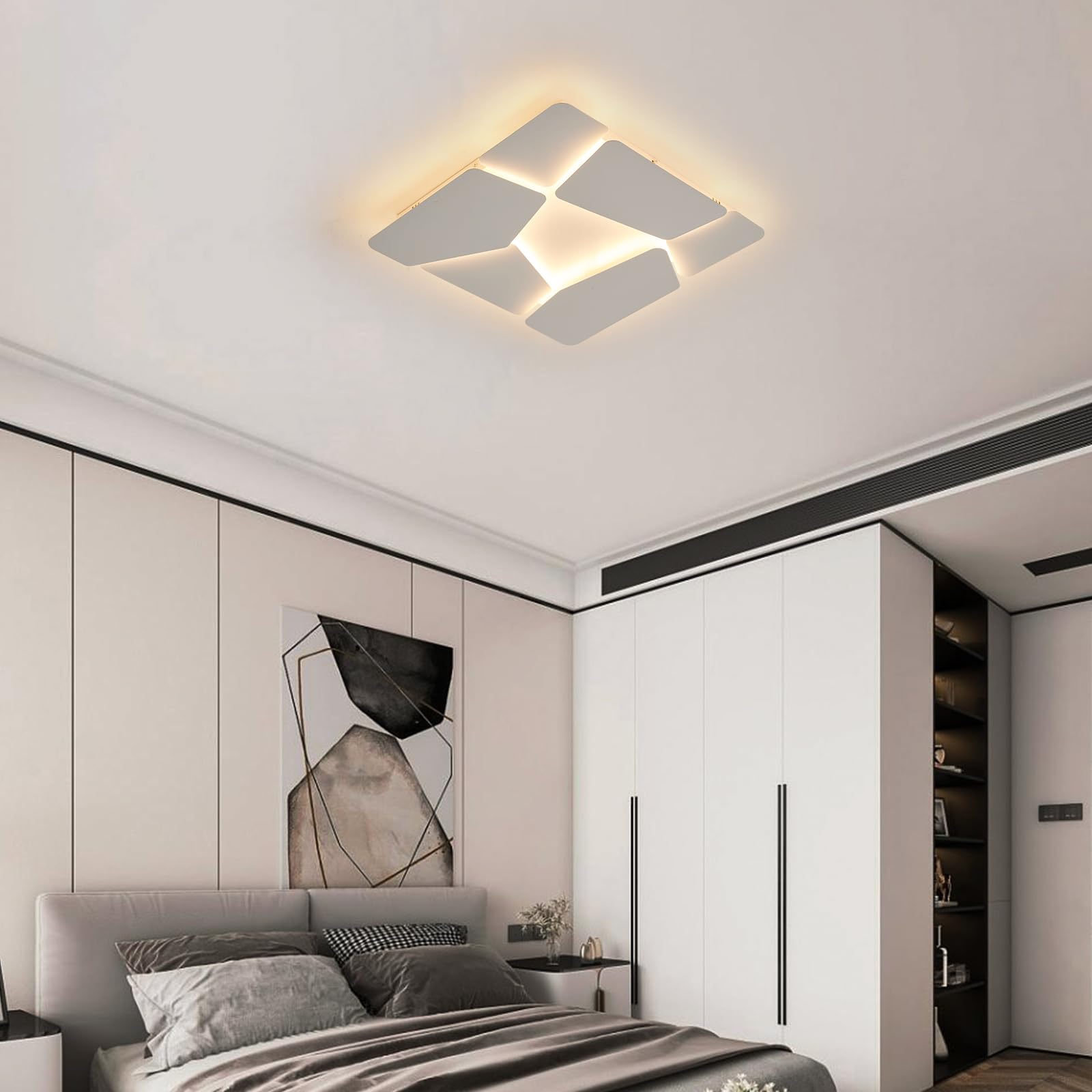 50 Cm Lampadario Camera Da Letto,Dimmerabile Plafoniera A Led Decorazione,Stereoscopico Metallo Lampada Da Soffitto Con Telecomando,Plafoniera Per Camere Da Letto Cucina Corridoio Ufficio,52W