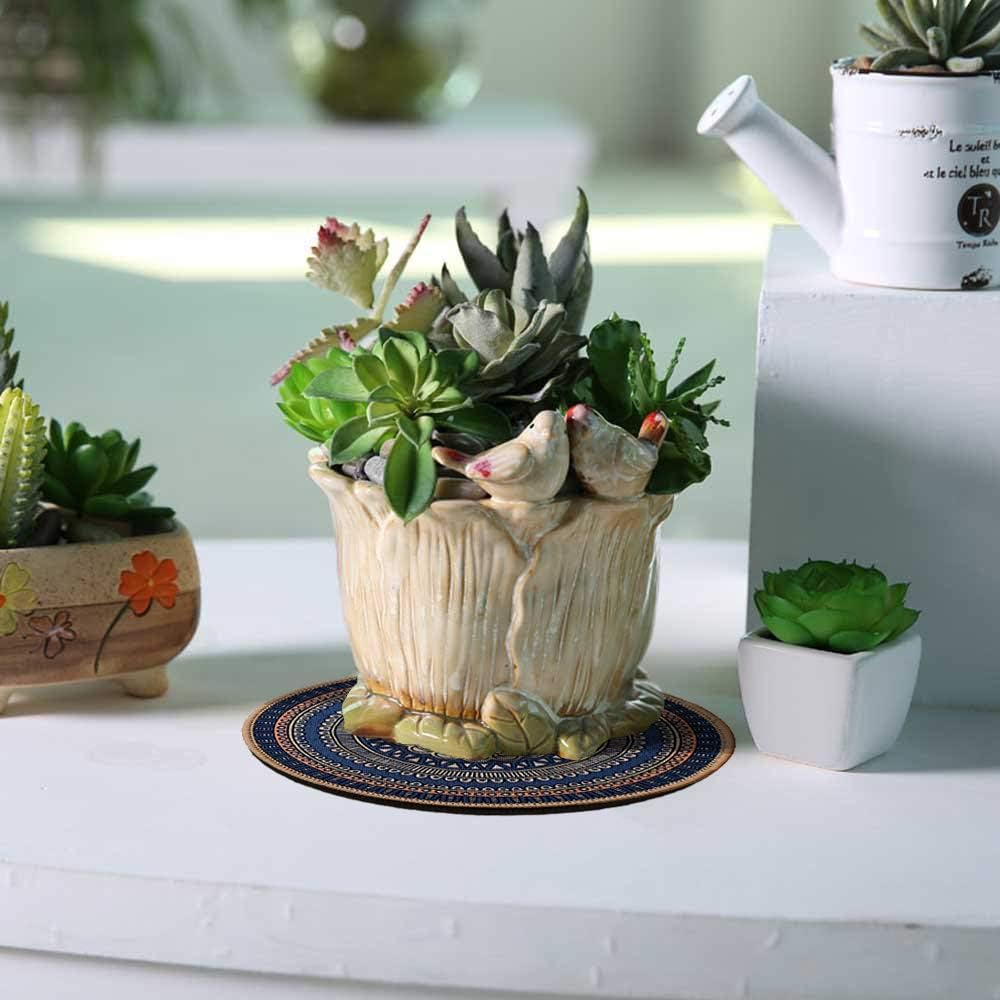 Morning View Colorful Boho Plant Pot Mat Set of 6 Absorbent Non Slip for Table Desk Floor 8.5 Inch