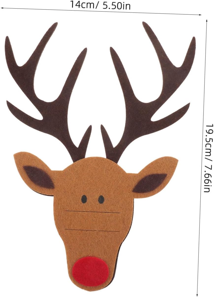 PRETYZOOM 4pcs Christmas Elk Cutlery Holders Adorable Felt Silverware Bags for Holiday Table Decor for Family Gatherings and Festive Banquets