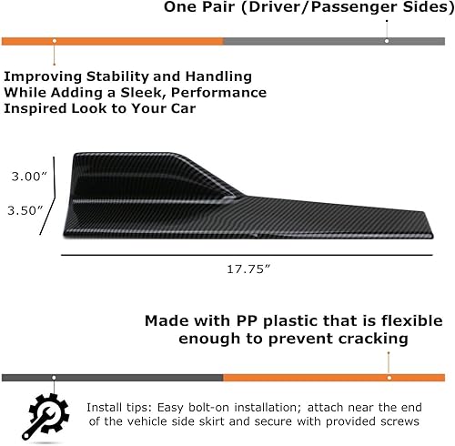 Miniatura 2 de iJDMTOY - Faldón lateral izquierdo/derecho PP universal para auto