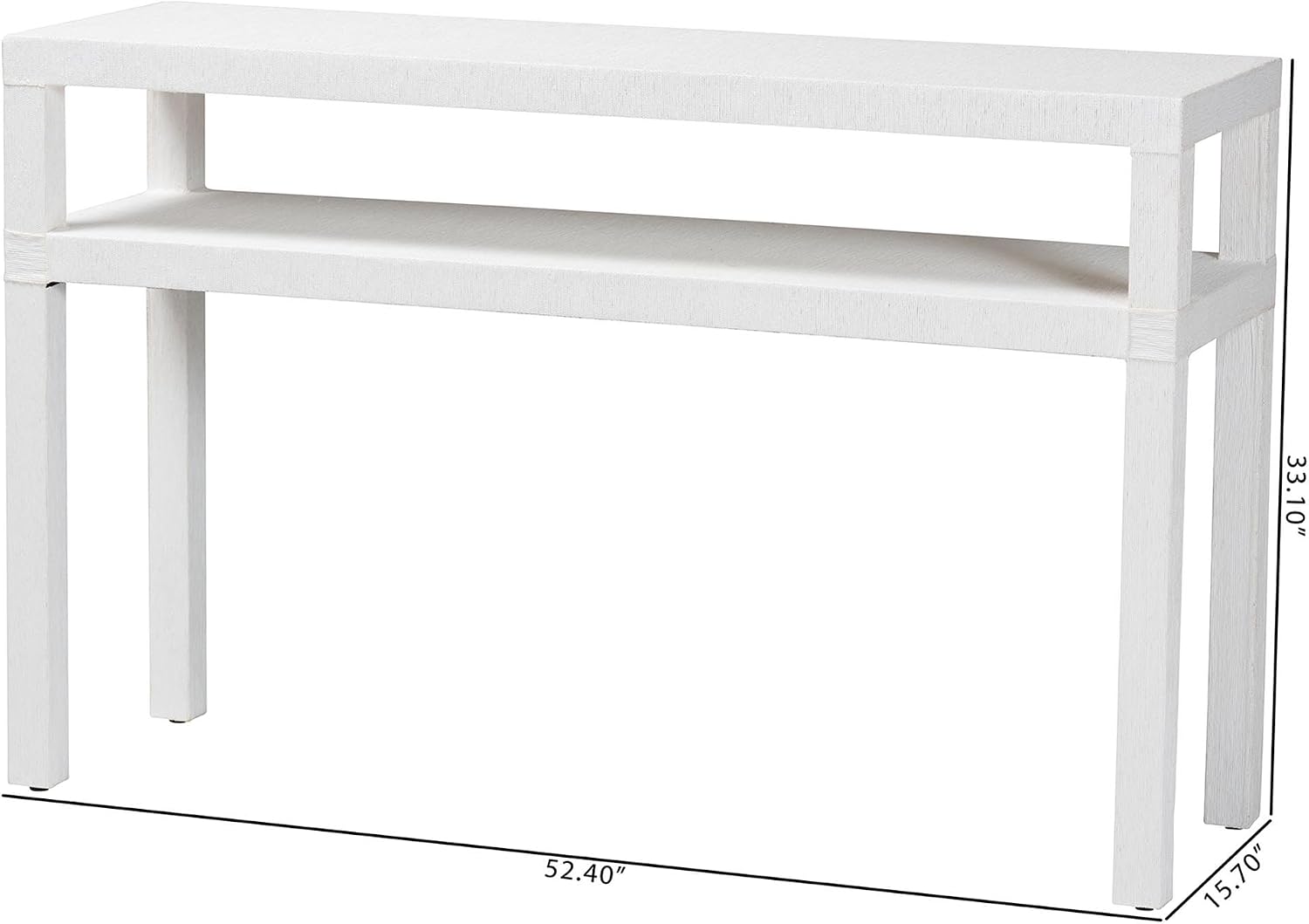 Bali & pari Gale Natural Grasscloth Console Table - Two-Tier Entryway Table with Open Shelf, Modern Coastal Accent Table for Living Room or Hallway