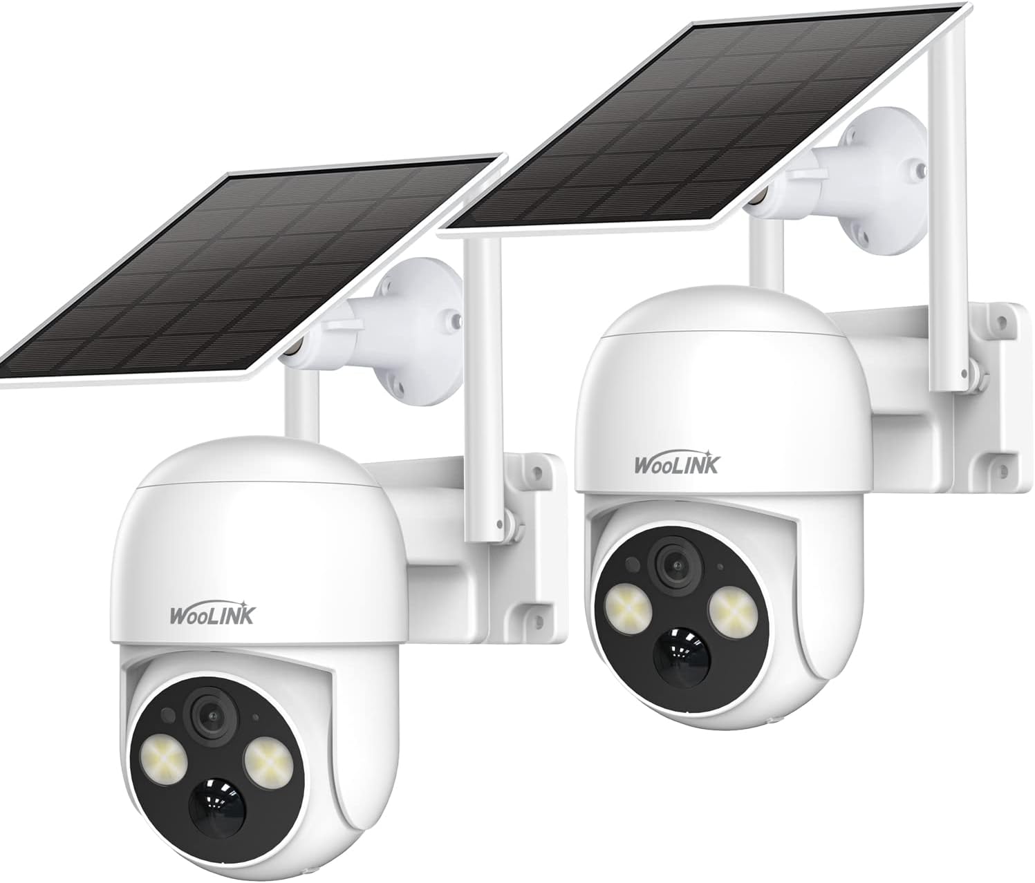 WOOLINK 2PCS 4MP Solar Security Cameras Wireless Outdoor, 2.5K Solar/Battery Powered Camera for Home Security, Pan/Tilt 2.4Ghz WiFi Camera with PIR, 2-Way Audio, Cloud/SD, Color Night Vision