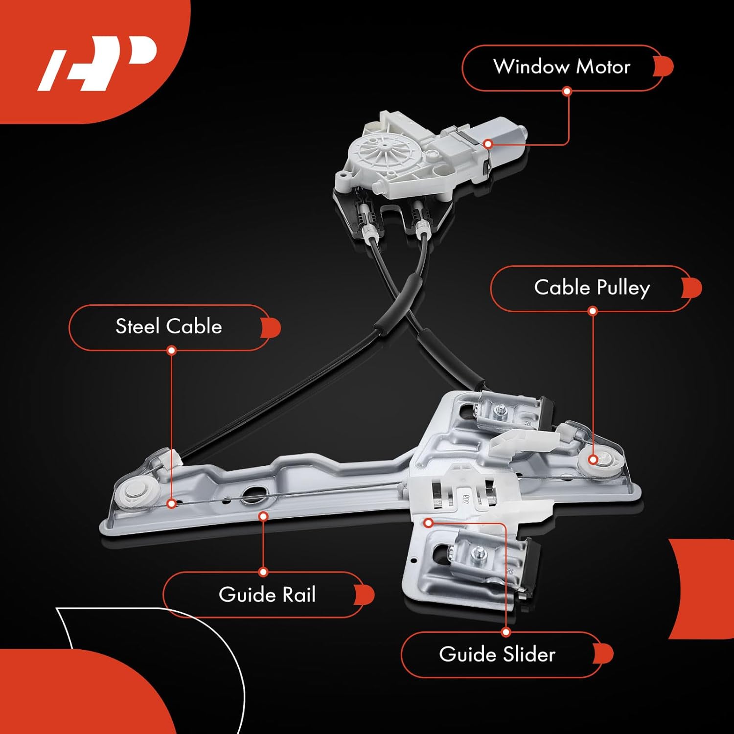 A-Premium Electric Power Window Regulator with Motor Compatible with Ford Fiesta 2011-2019, Rear Right Passenger Side, Replace# 7T4Z7823395A, BE8Z5427008A