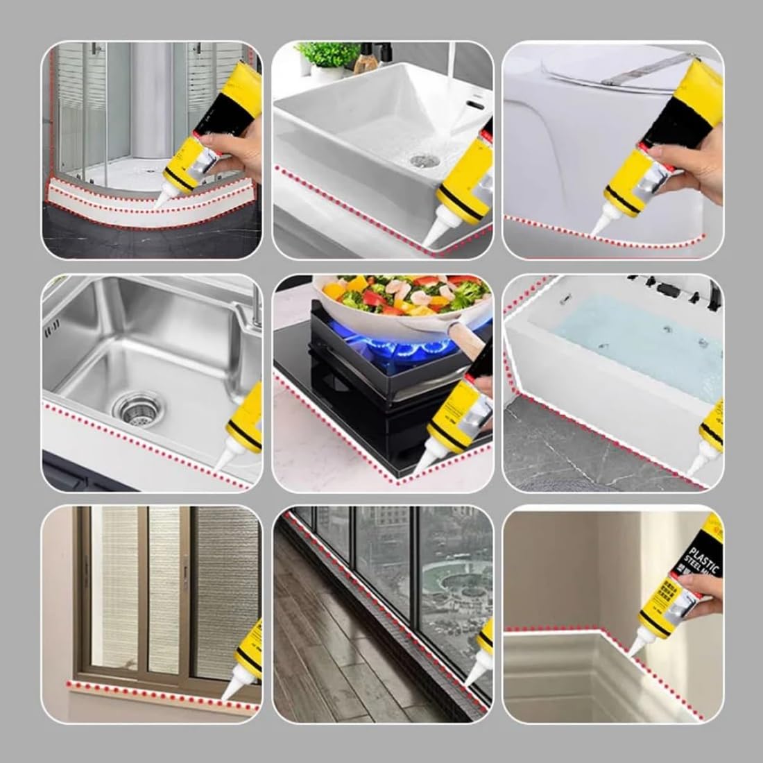 Multifunctional Waterproof White Caulk with Scraper, Waterproof Stronger Adhesion Caulking Sealant, Gap Spackle, Heat-resistant Sealant Kit for Kitchen & Bathroom (2pcs)