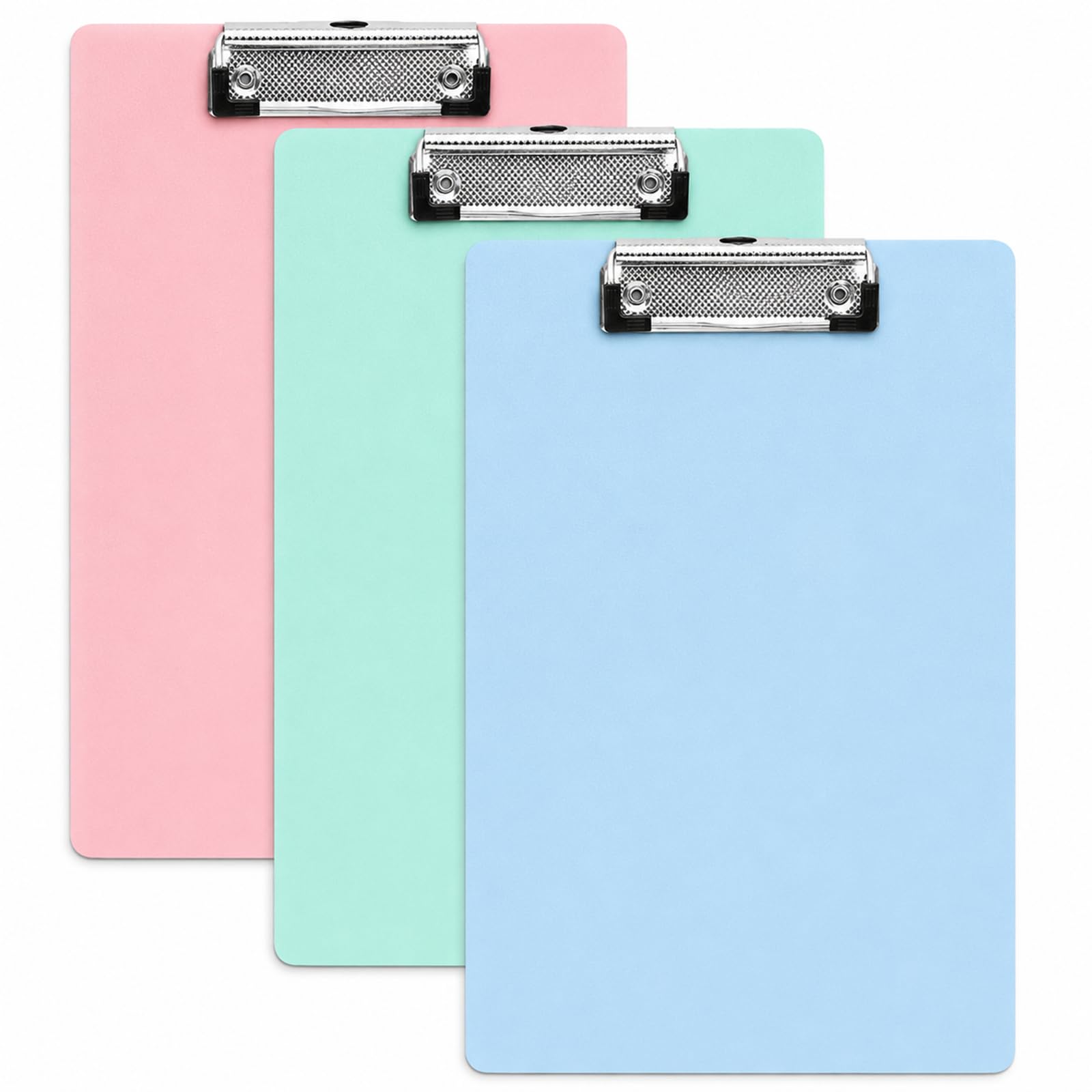 A4 Clipboard Set of 3, Heavy Duty Writing Board Holds up to 80 Sheets, Color Scheme (Blue Pink Green), for Office School Home Use, Ultra-Strong Clip, Smooth Writing Surface