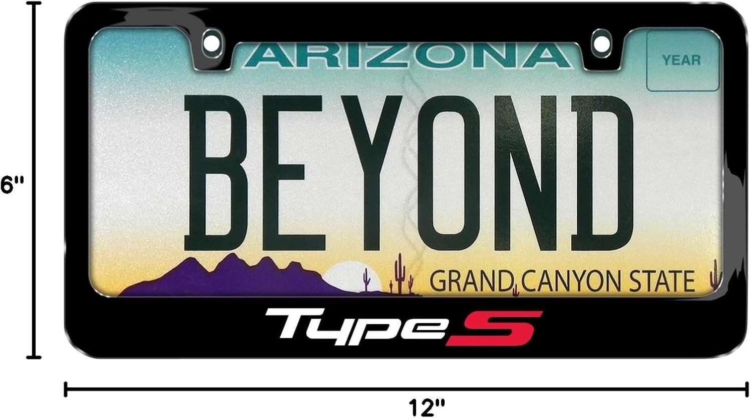 iPick Image for Acura Type-S Logo in UV LED Printed on Black Metal License Plate Frame