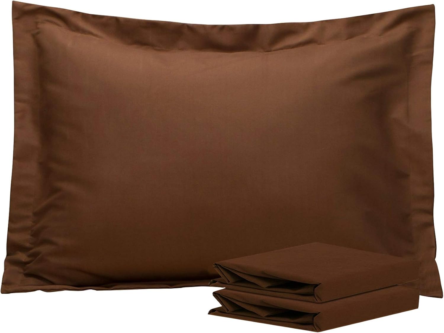 Standard Brown Brushed Microfiber Pillow Shams, 20x26 Inches, 2 Pack