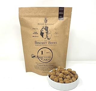 Ollie B. Biscuit Bites: Limited Ingredient, Sensitive Digestion Formula Dog Treats, Vegetarian, Wheat-Free, Corn-Free No Additives, No Fillers, Honey-Ginger Flavor, 1 Pound