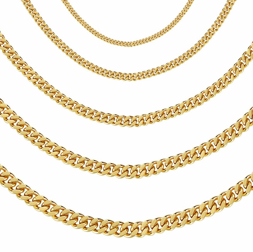 Chaîne gourmette plaquée or DJADEE pour homme et femme en maille fine 2mm chic