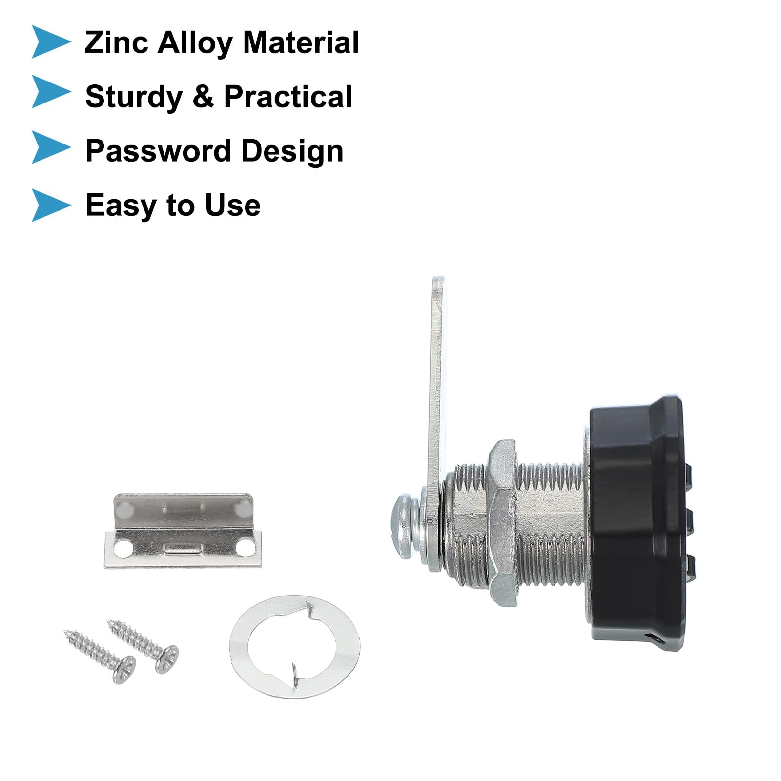 PATIKIL Combination Cam Lock Zinc Alloy Keyless 3-Digit Password File Cabinet Lock 13/16" Cylinder Chrome Finish Security Lock with Screw for Drawer Cupboard Black - Image 3