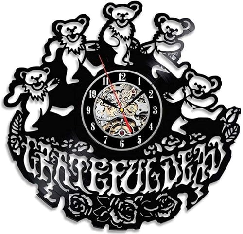Reloj de pared lindo oso CD ing, gran regalo para los fanáticos de Grateful Dead Fans estilo vintage colgante de vinilo