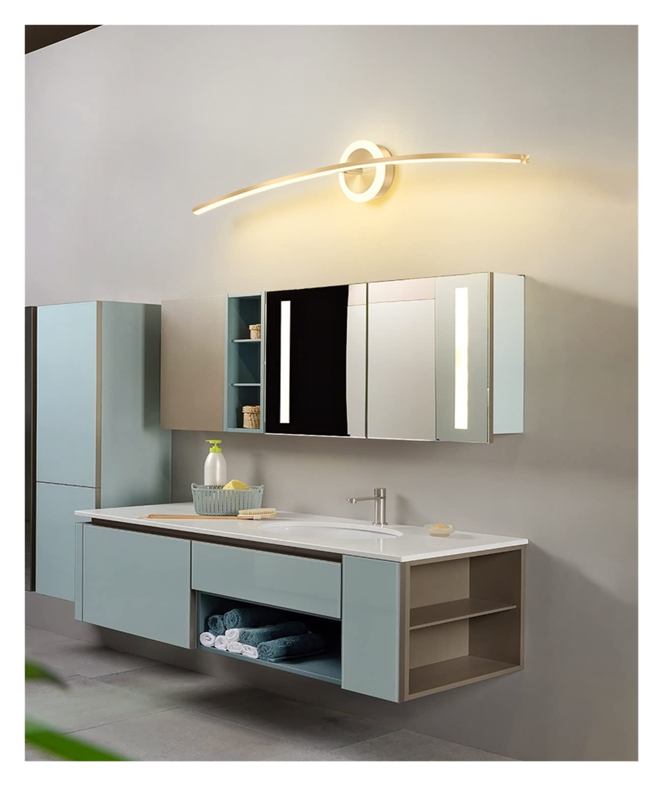 Światło obrazu z pilotem Reflektor Lekki Luksusowy Minimalistyczny Złota Linia Łazienka Toaleta Led Light Prosta Nowoczesna Komoda Wypełnij Światło Bezprzewodowe oświetlenie LED do malowania w pomie (