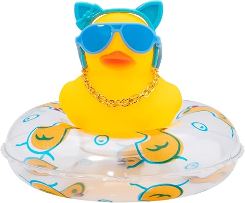 Miniatura 10 de wonuu Adornos de pato de goma para automóvil, decoración de tablero de instrumentos de automóvil con mini corona y collar, corona C-macho