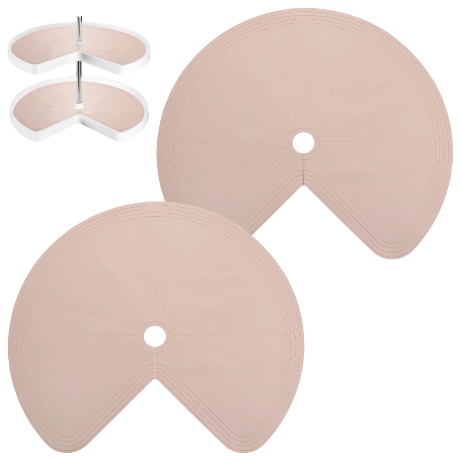 Lazy Susan - Juego de 2 alfombrillas de silicona antideslizantes para organizar tartas de dos niveles con corte de pie perezoso Susan, esteras de protección contra el calor para frigoríficos