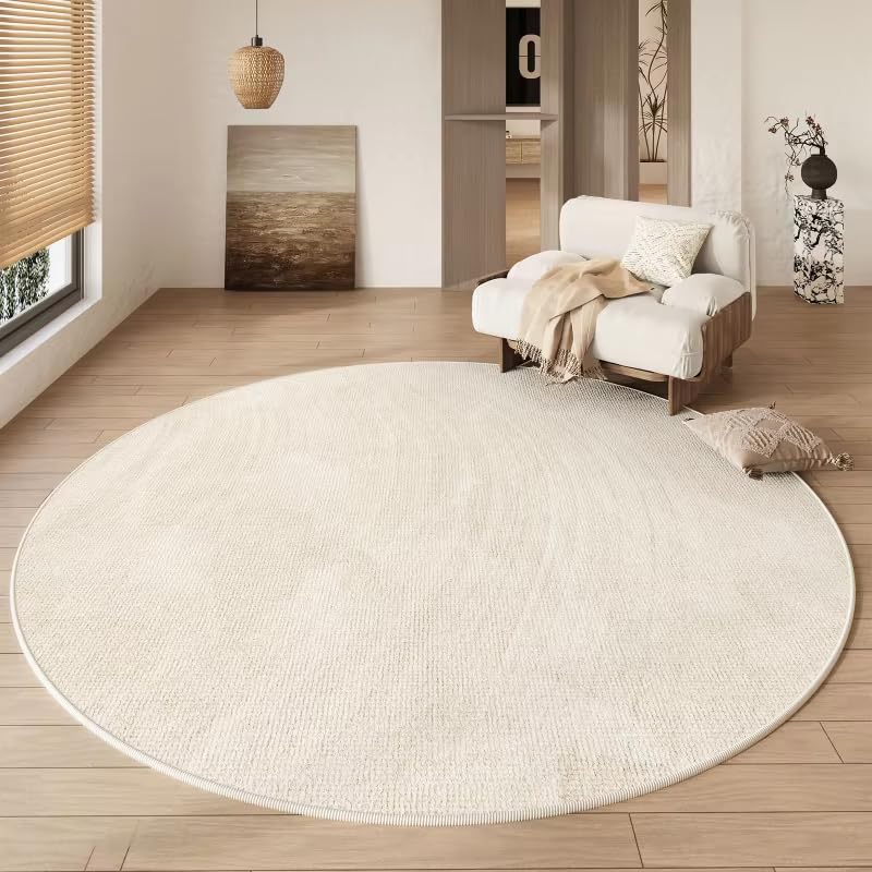 Tapis de luxe couleur crème Wabi Sabi rond et antidérapant